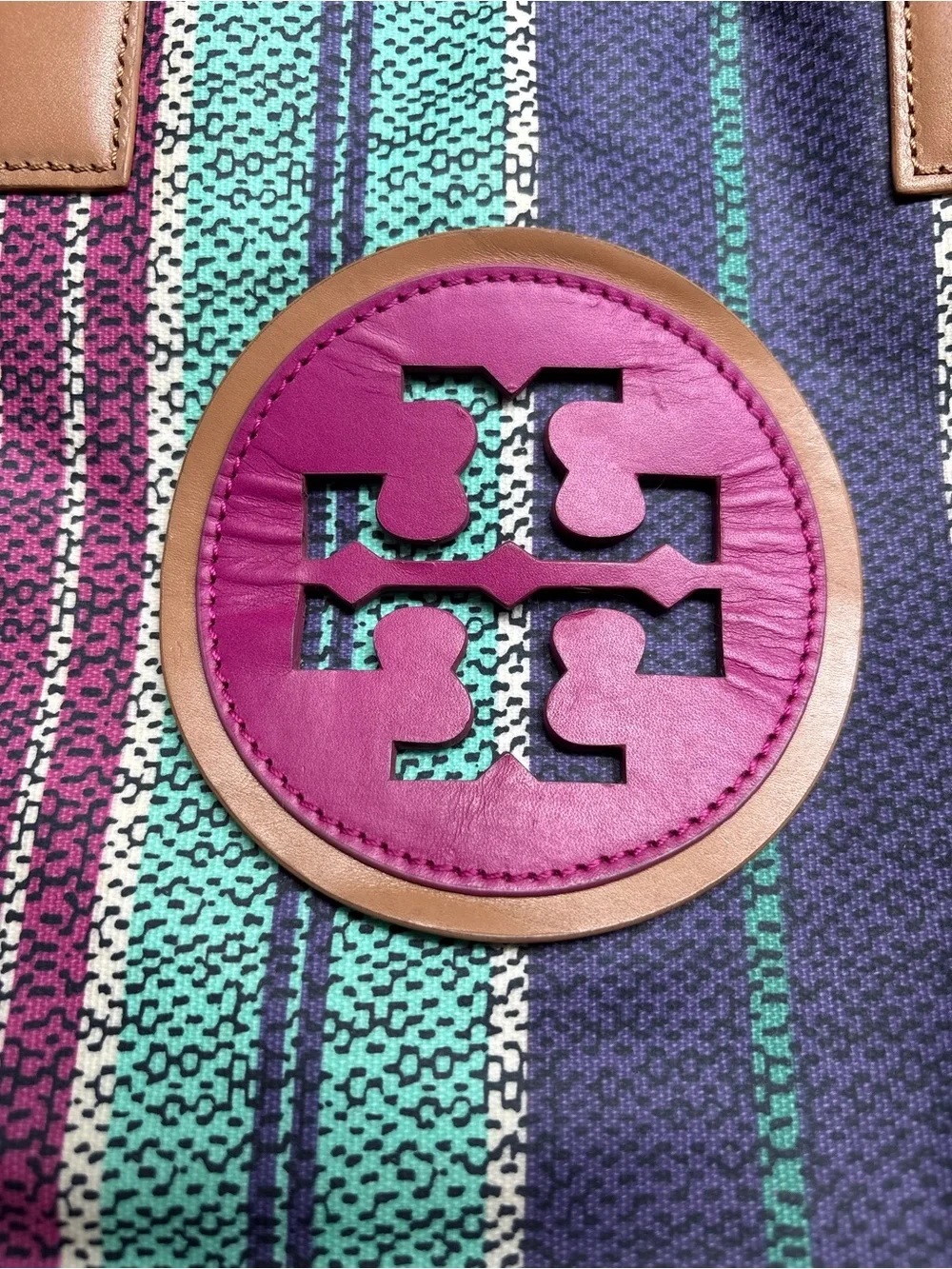 Tory Burch Ella striped pvc large tote bag